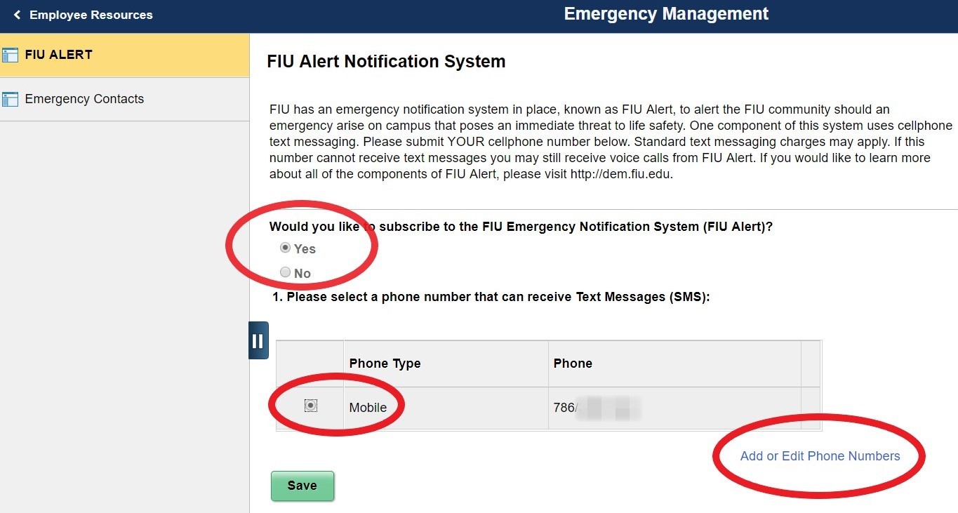 FIU Alert Sign Up Step Three